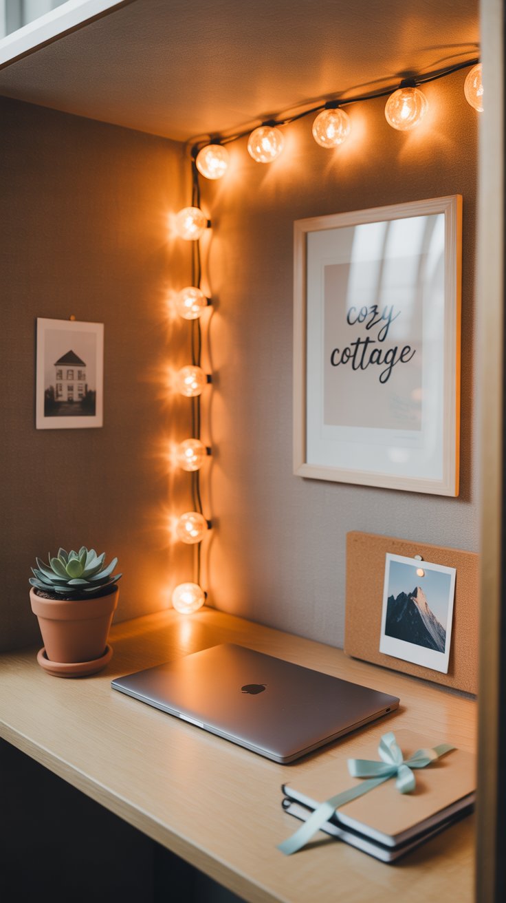 Use String Lights or Fairy Lights Around Your Desk