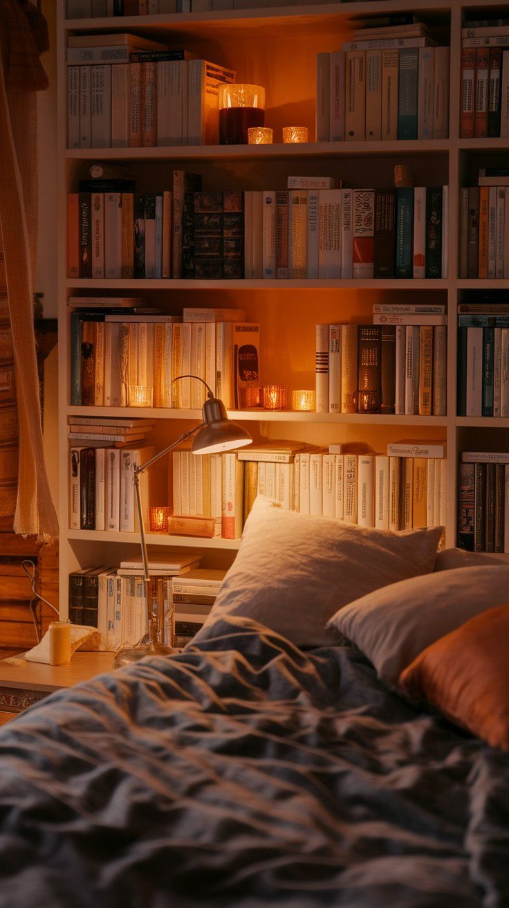 Built-In Bedside Bookshelf Headboard