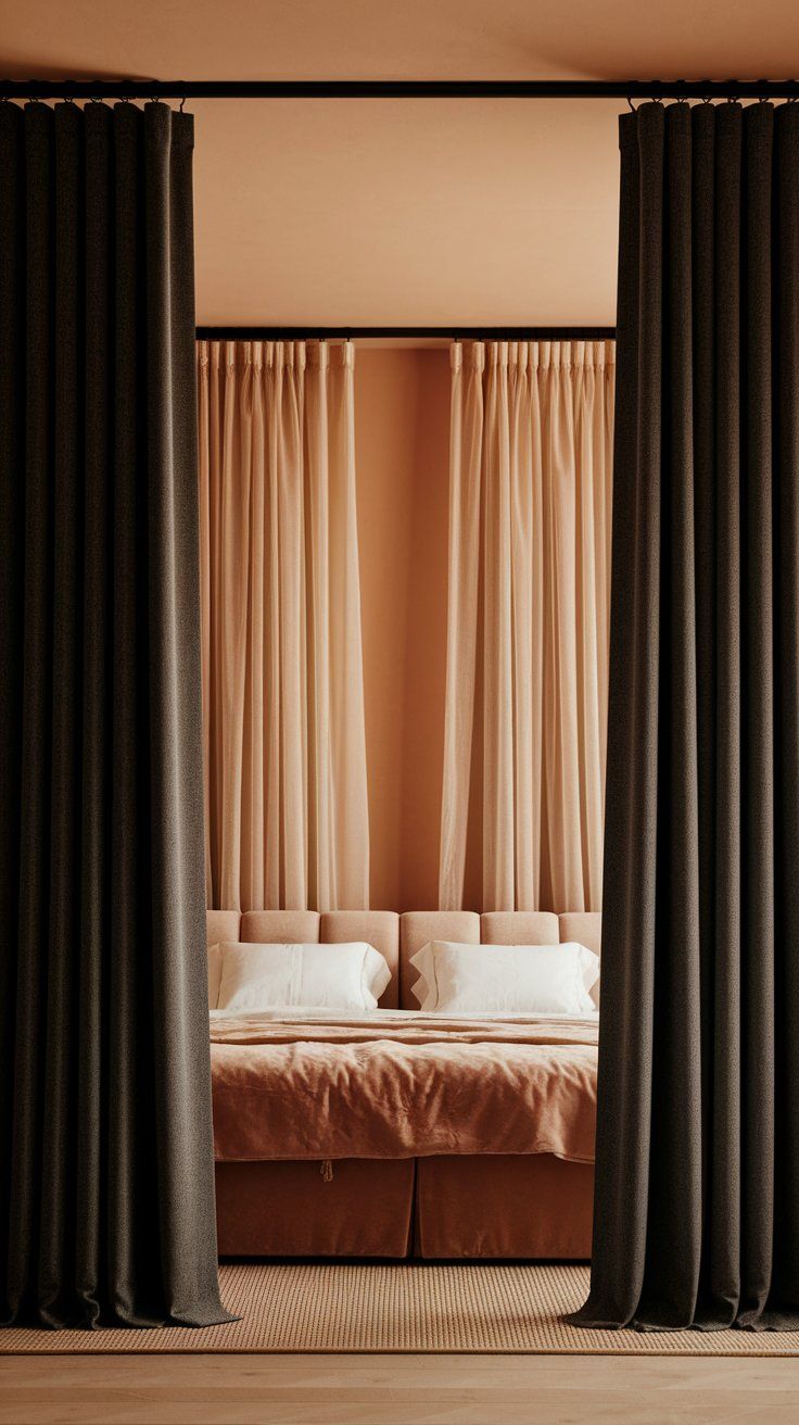Split-Lane Curtain Divider for Sleep Preferences