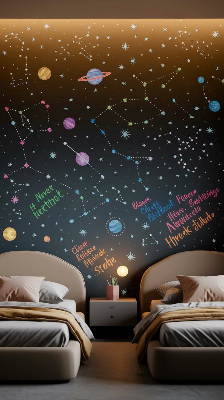 Glow-in-the-Dark Wall Mural They Can Decorate Together