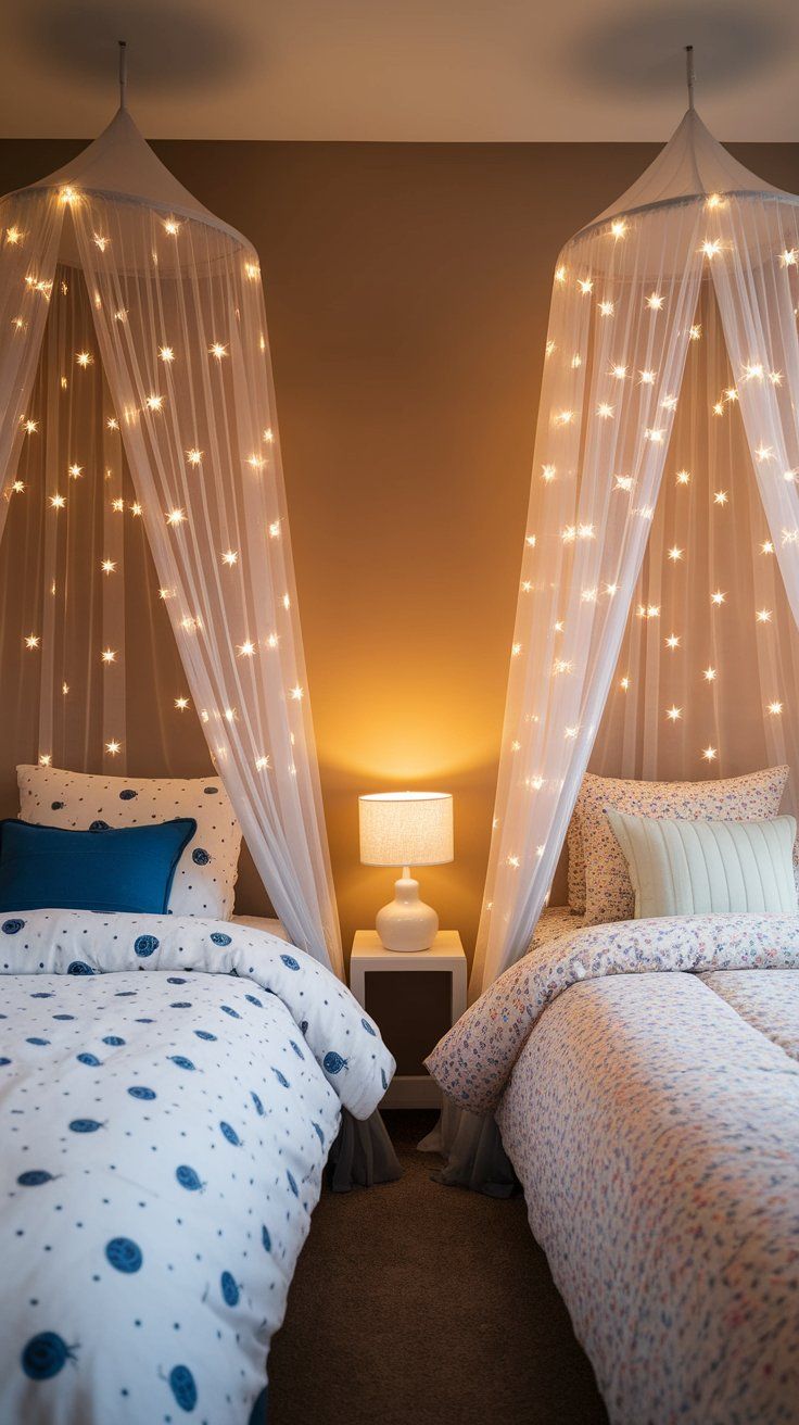 Tent-Inspired Bed Curtains With LED Star Lights