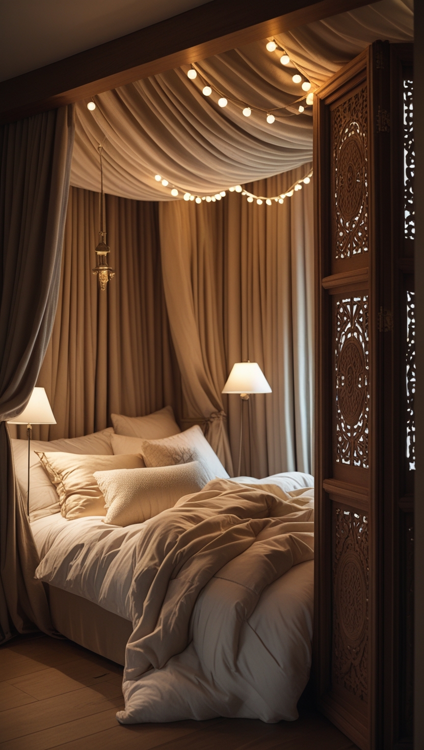 Create a Bed Nook Using Curtains or a Sliding Panel