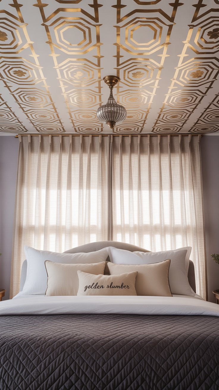 Create a Ceiling Stencil Mural Using Metallic Paint