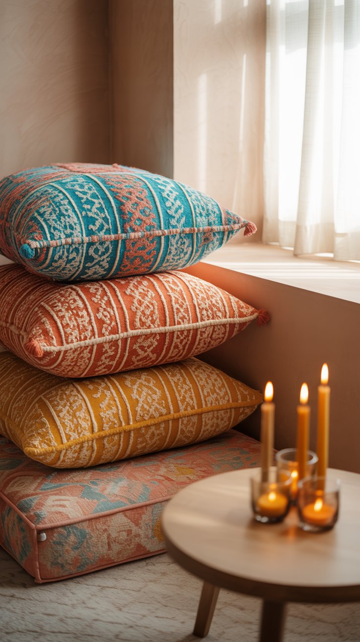Use Floor Cushions or Moroccan Poufs as Casual Seating