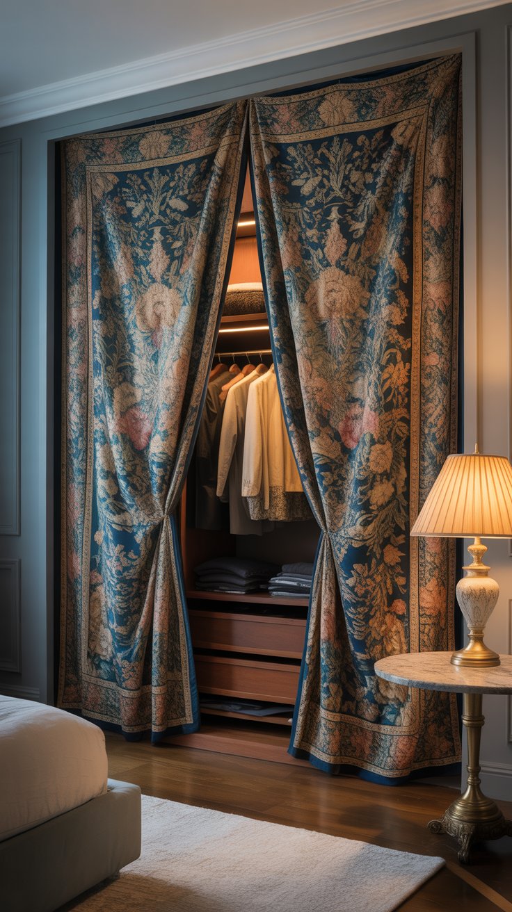 Replace Closet Doors with a Fabric Art Tapestry