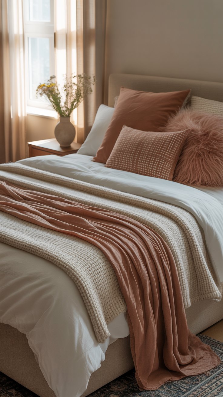 Style the Bed with a Mix of Gauzy Throws and Faux Fur