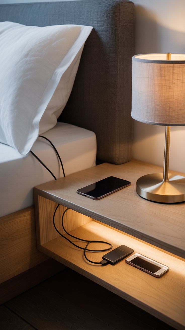 Create a Bedside “Charging Shelf” with Built-In Cord Storage
