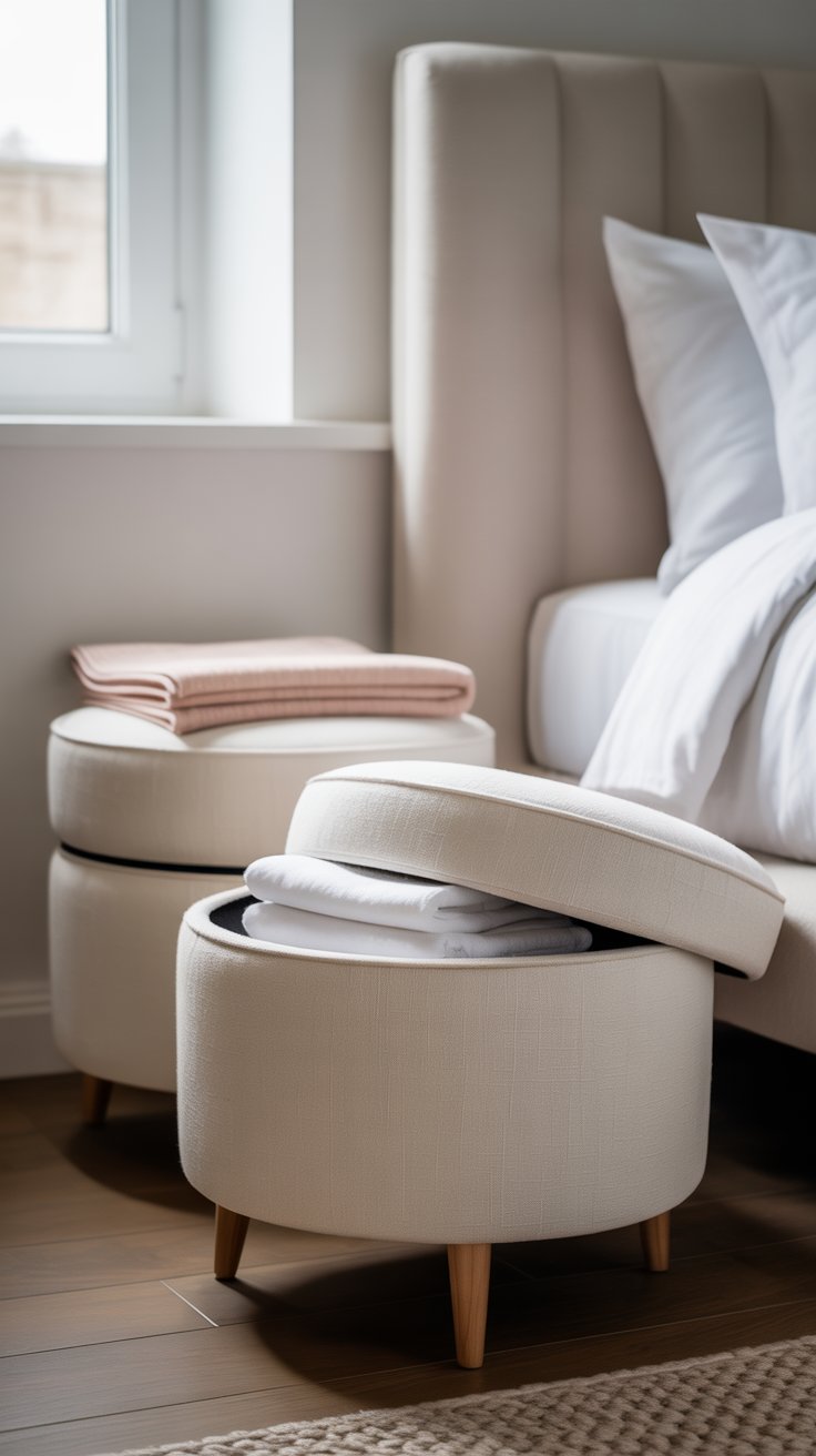 Use Stackable Ottomans for Seating and Hidden Storage