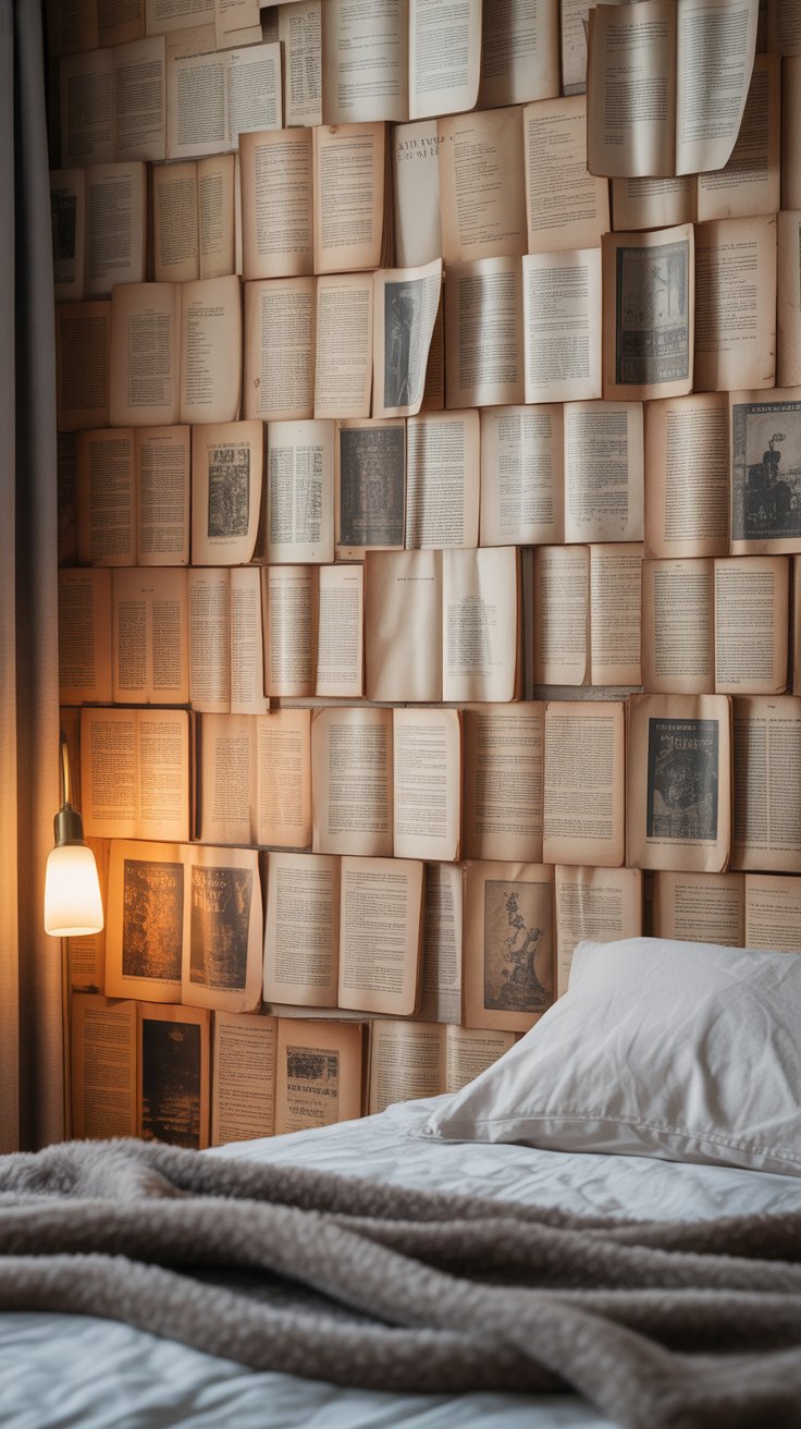 Style an Accent Wall with Torn Magazine or Book Pages