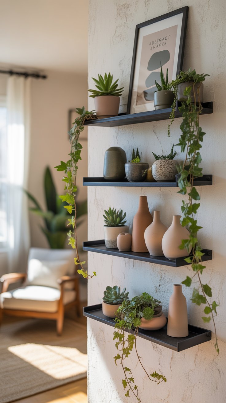 Mount Floating Shelves in Asymmetrical Arrangements