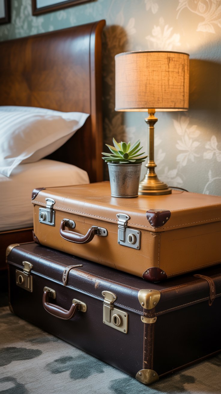 Stack Vintage Suitcases for a Quirky Side Table or Foot-of-Bed Accent