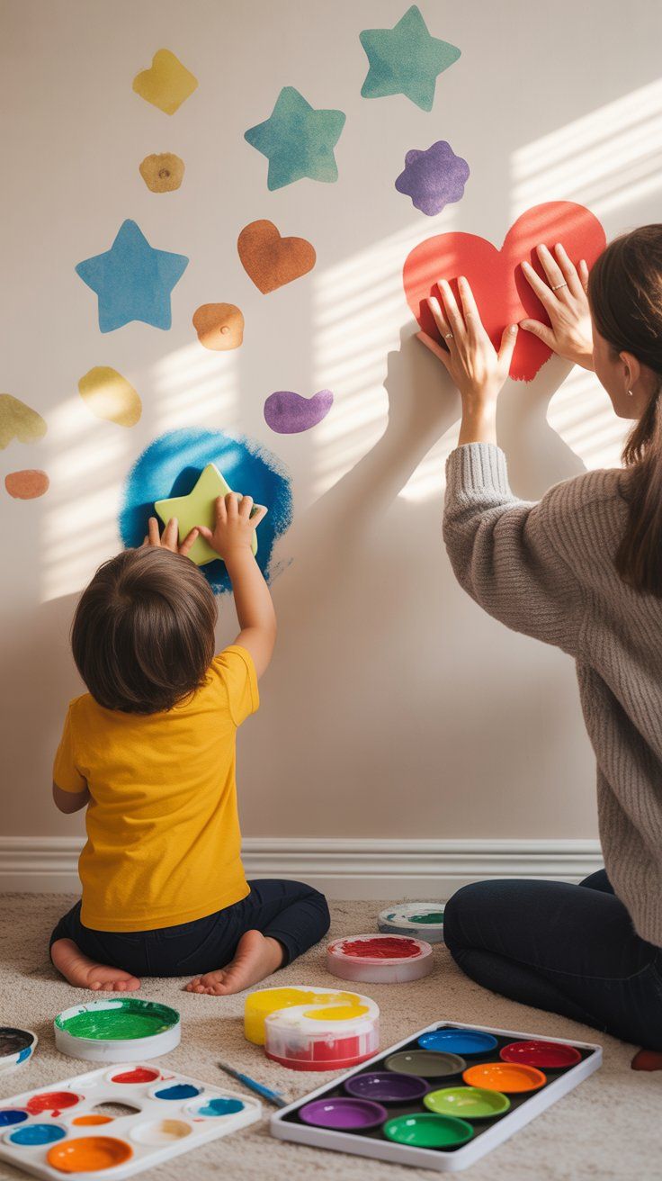 Paint a Wall Mural Using Foam Stamps Made from Old Sponges