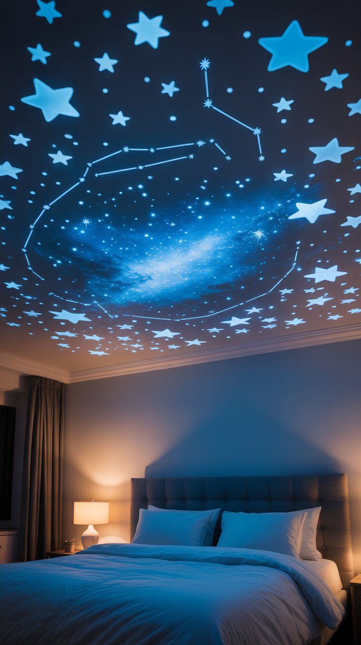 Make a Glow-in-the-Dark Galaxy Ceiling with Puffy Paint and Plastic Stars