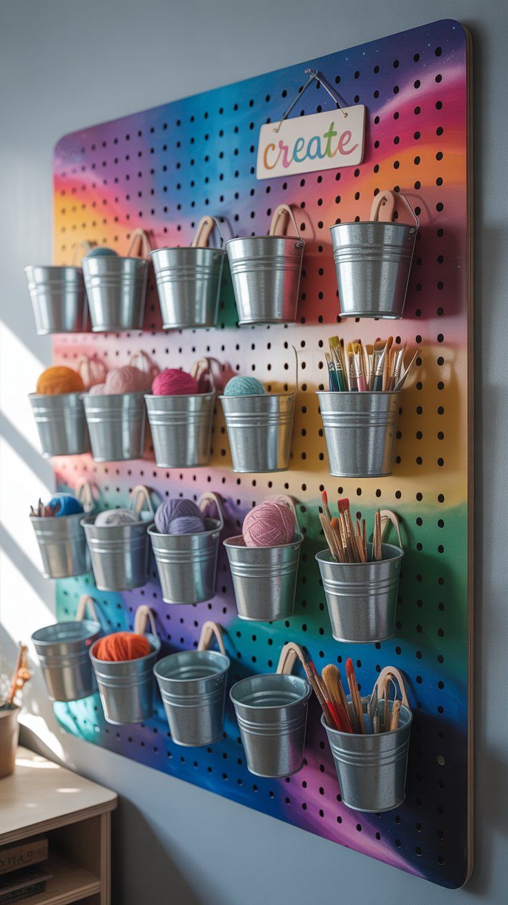 Make a Pegboard Organizer Wall Painted in Their Favorite Theme