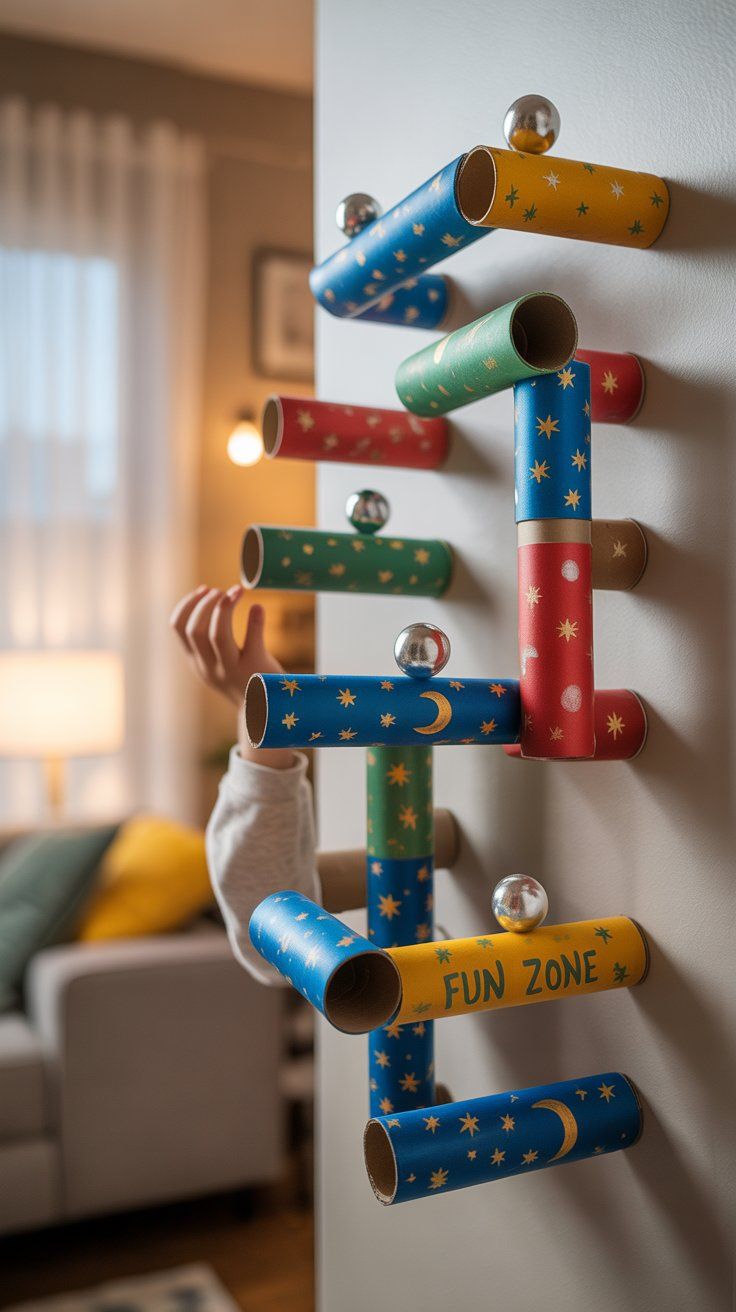 Turn a Side Wall Into a Magnetic Marble Run Using Tubes and Magnets