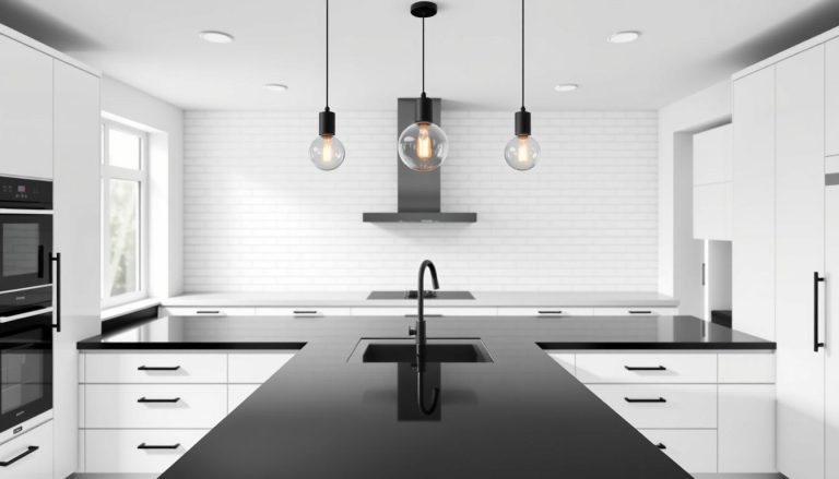 black and white kitchen
