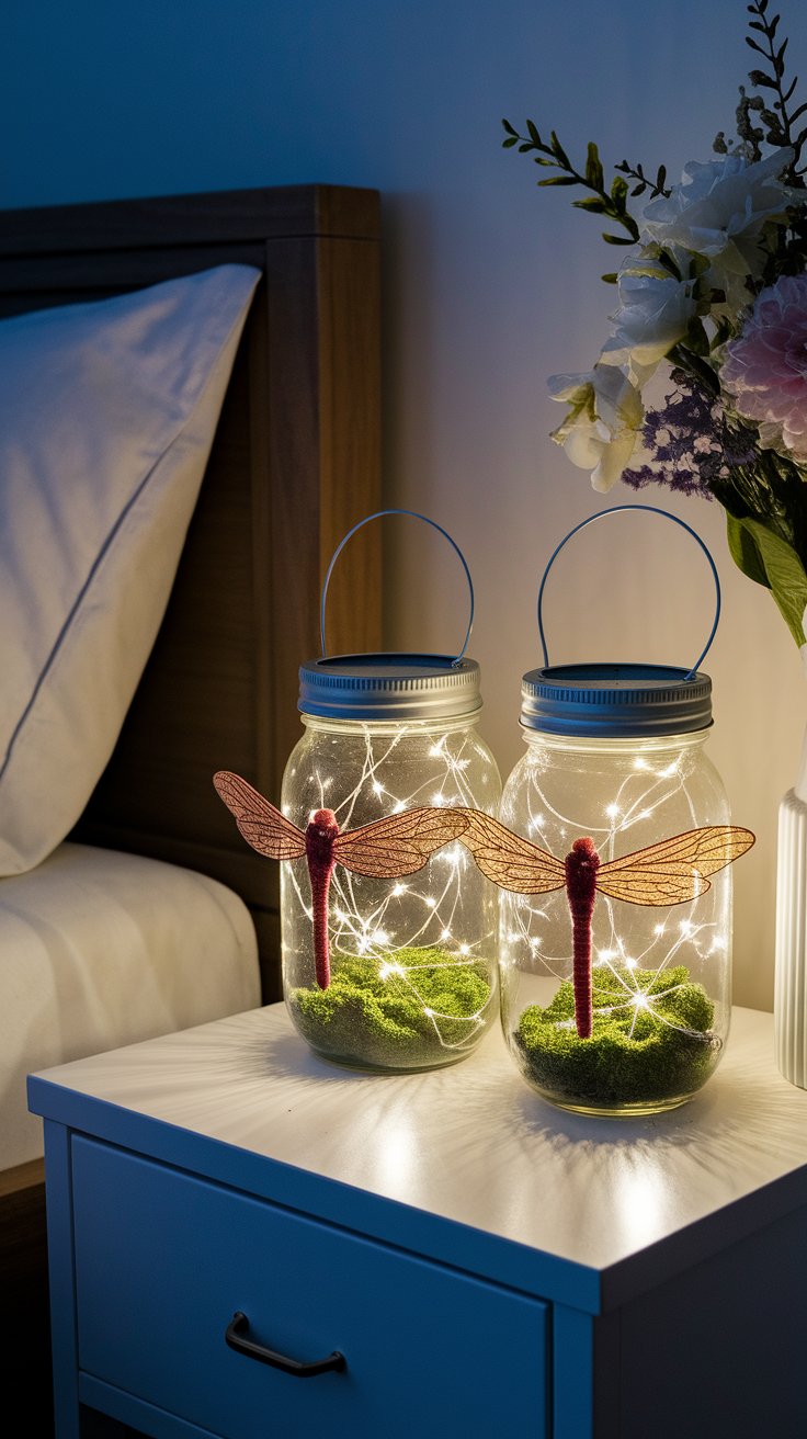 DIY firefly lanterns in mason jars for magical and ambient room lighting