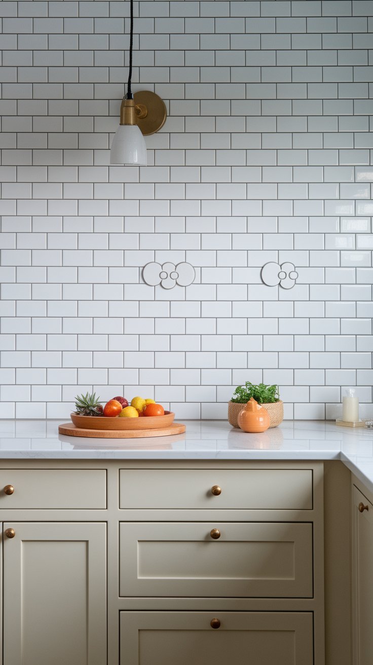 Hidden Mickey tile design for subtle Disney charm in a modern kitchen backsplash