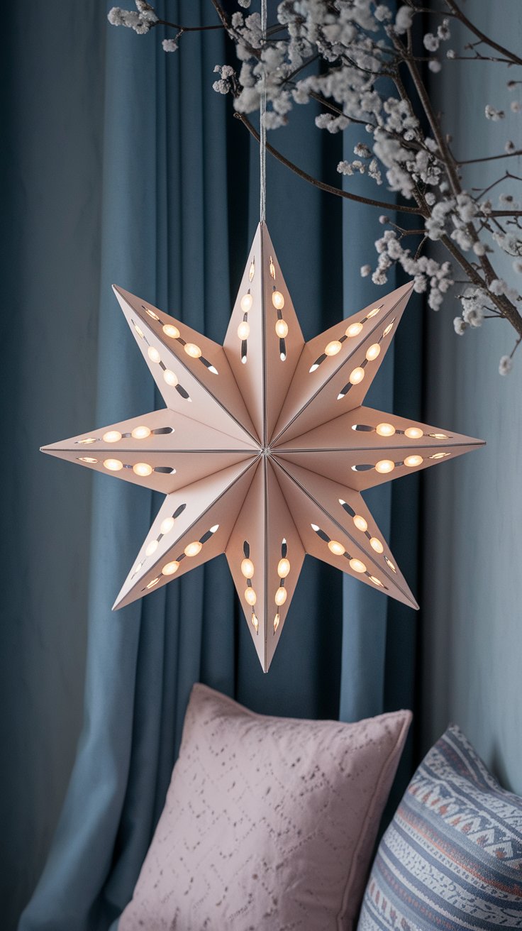 DIY paper star pendant light with soft glow for celestial-themed room decor