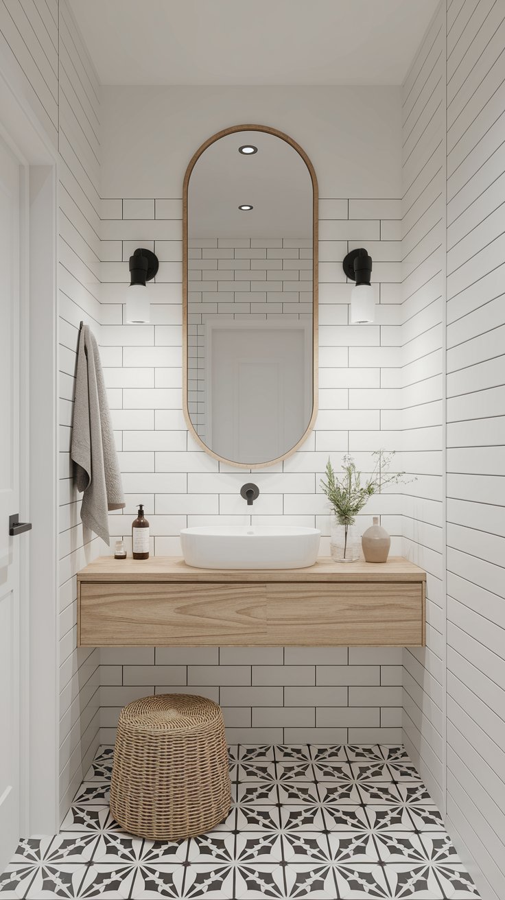 Minimalist floating mirror frame with slim wood trim for Scandinavian-inspired interiors
