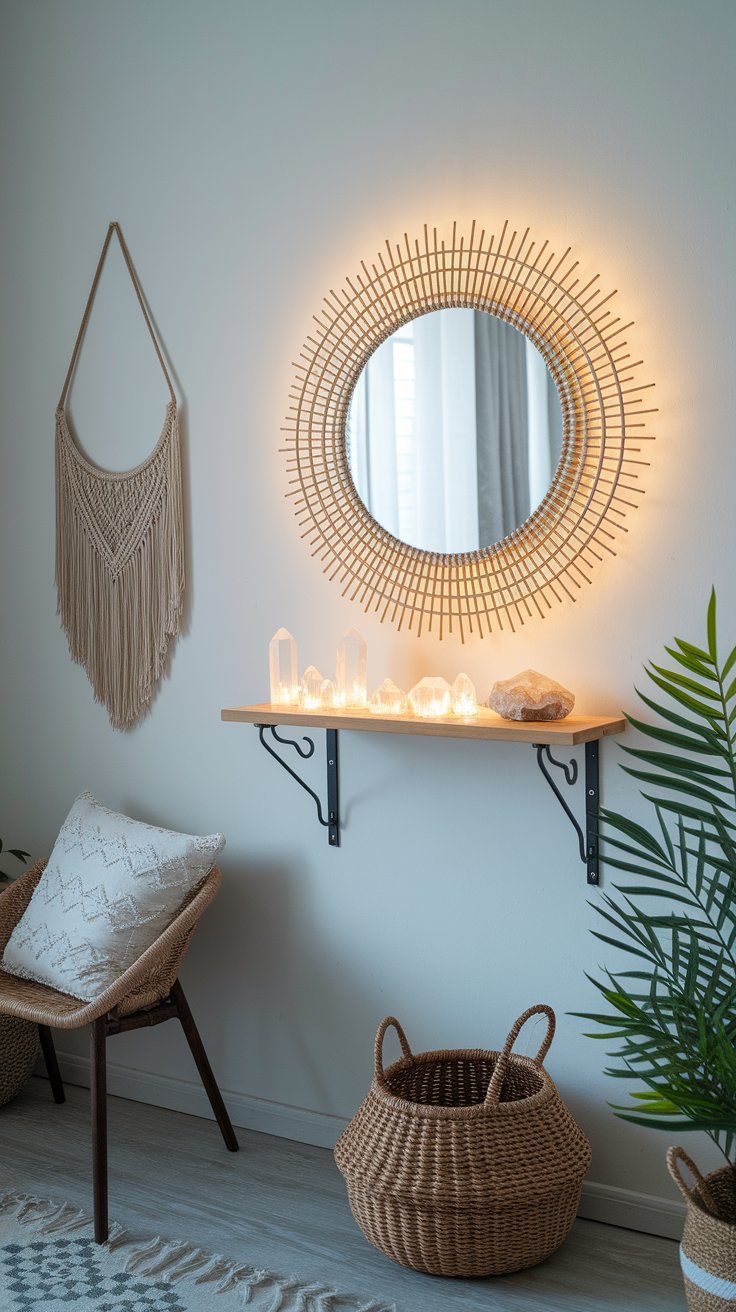 DIY crystal light shelf with LED glow for mystical and ambient wall decor