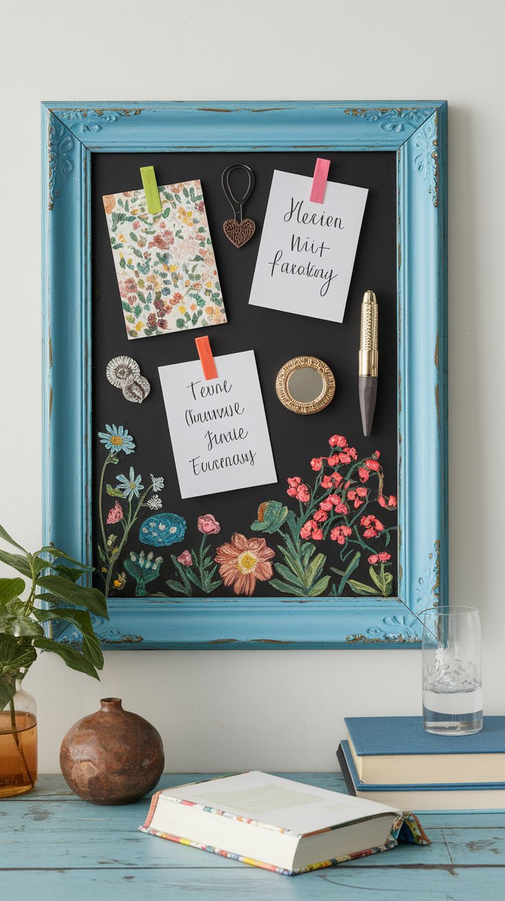DIY magnetic peg frame organizer for functional and cute wall storage