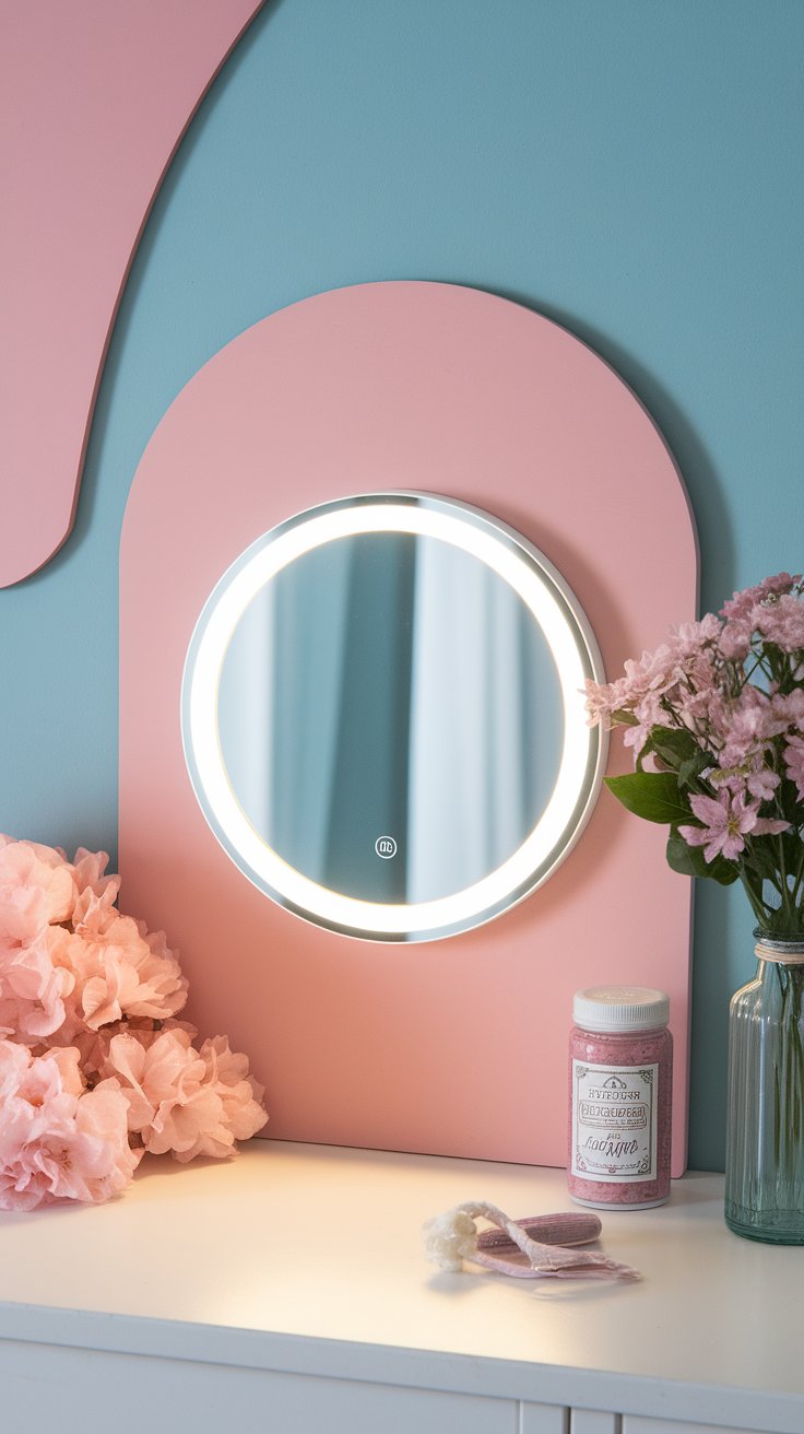 DIY portal mirror with LED lighting for ethereal and modern room decor