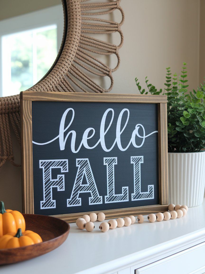 Flipped dollar store sign with custom fall quote for personalized seasonal wall decor