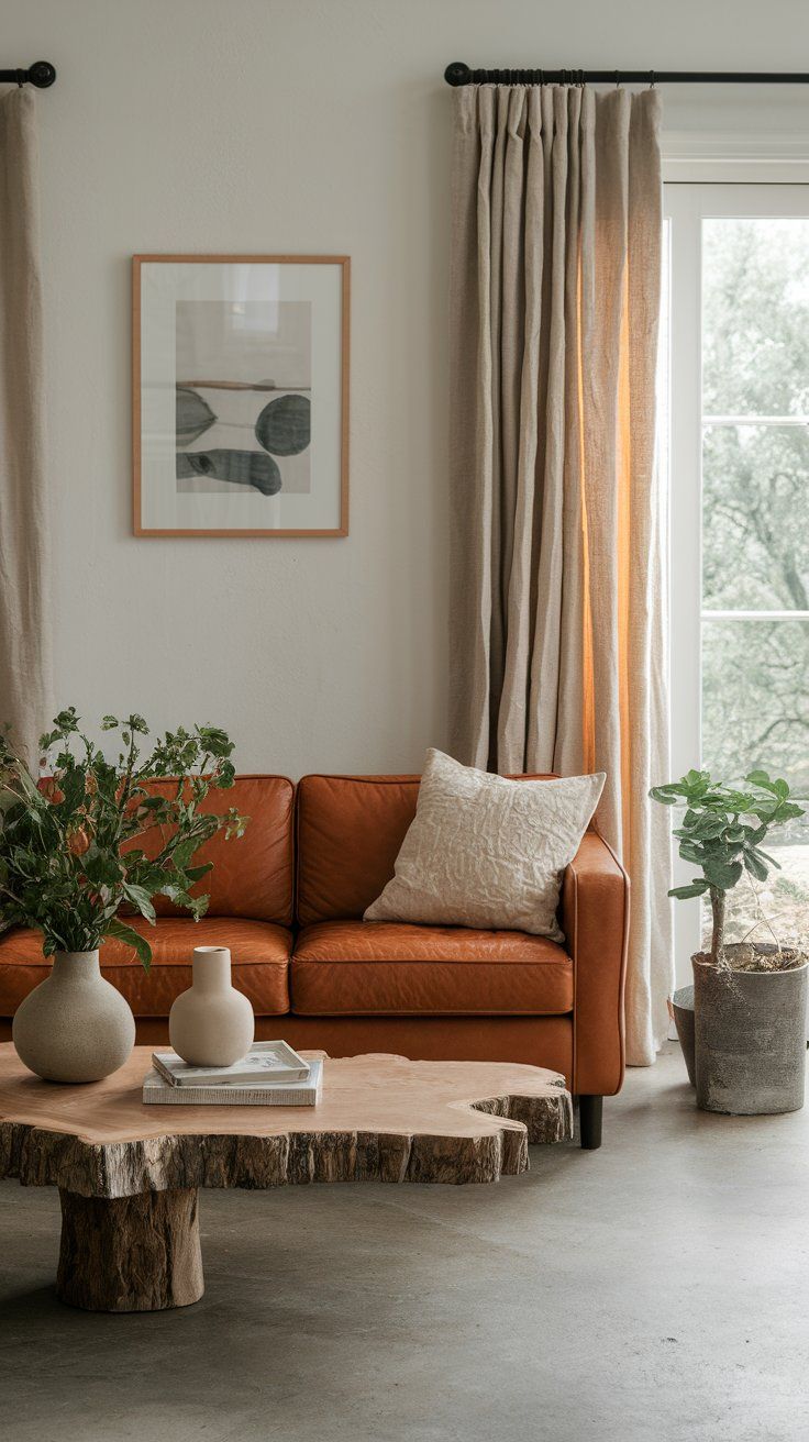 Modern rustic room blending smooth and rough textures for balanced visual depth
