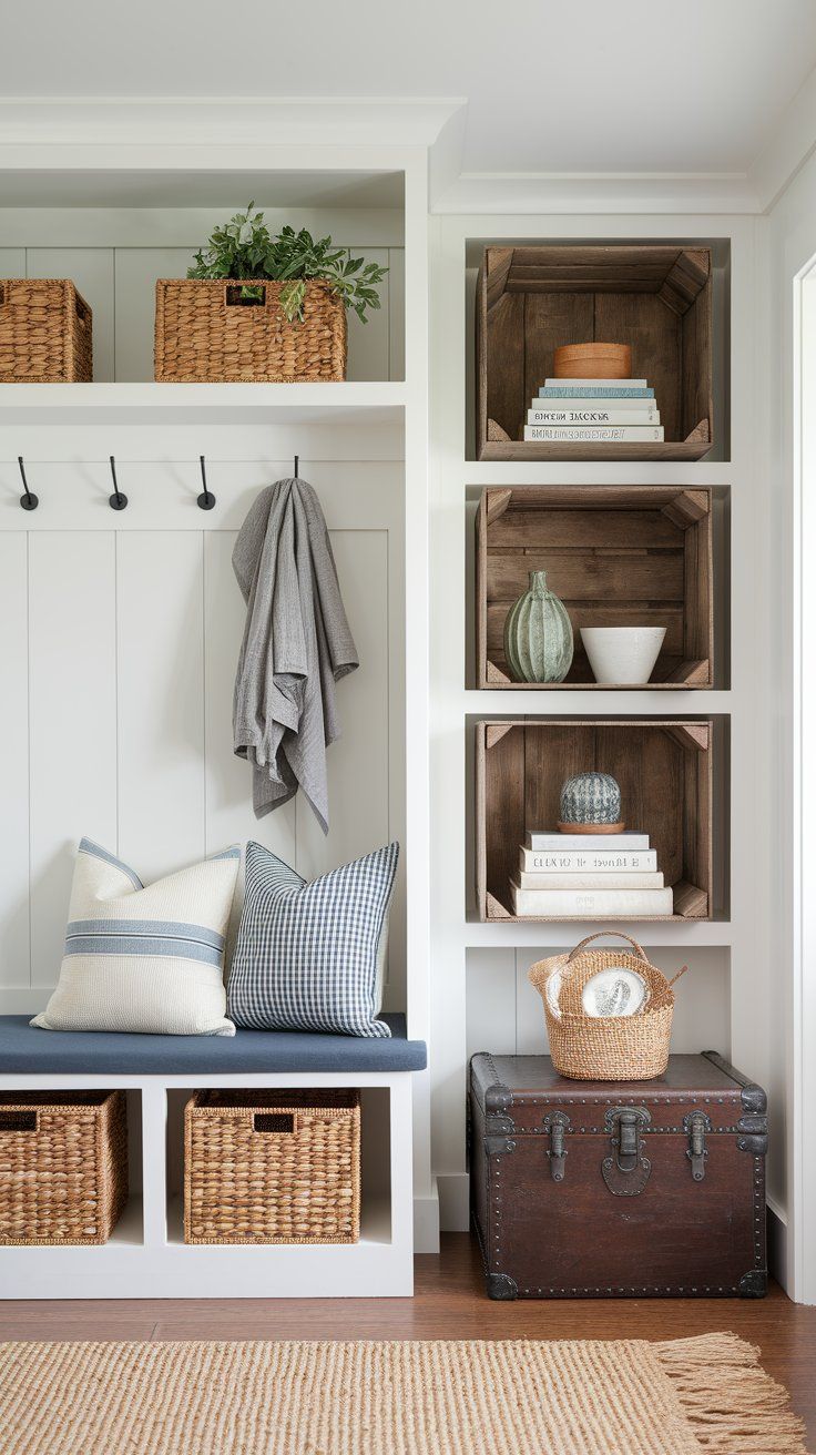 Decorative storage solutions blending style and function in modern rustic home