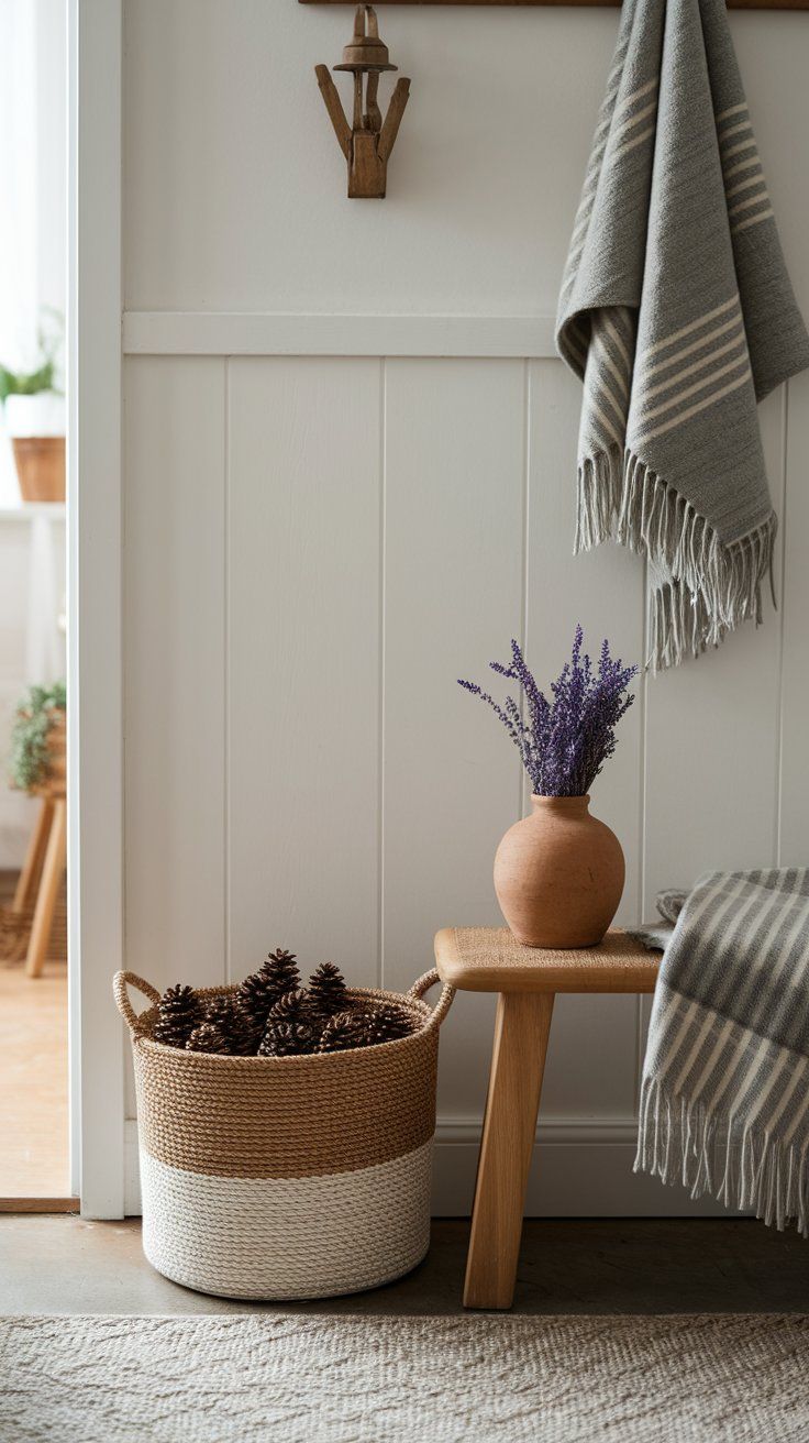 Seasonal rustic decor with dried florals and natural textures for cozy vintage home