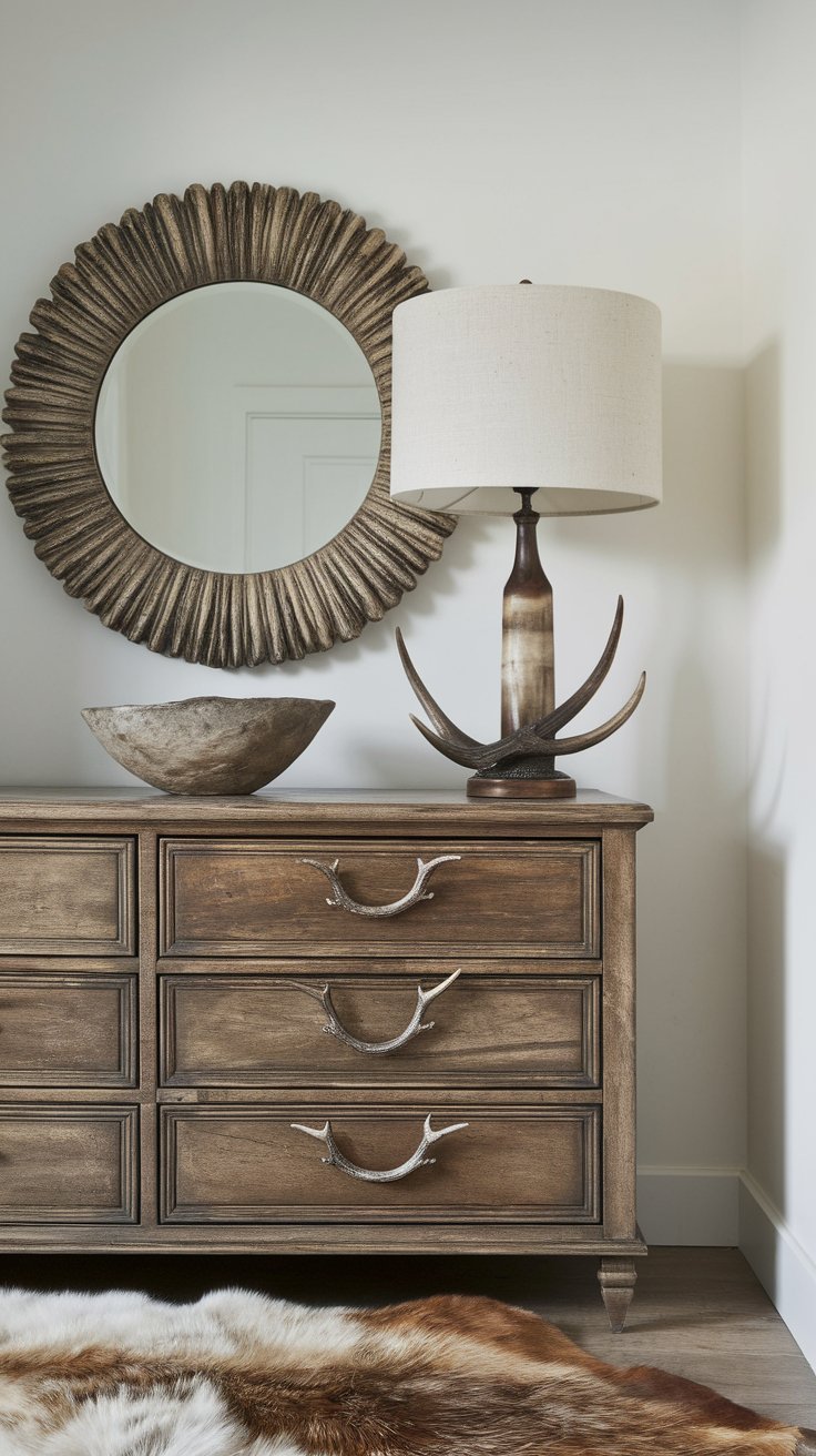 Antler and horn accents adding natural strength and primal energy to Viking-inspired decor
