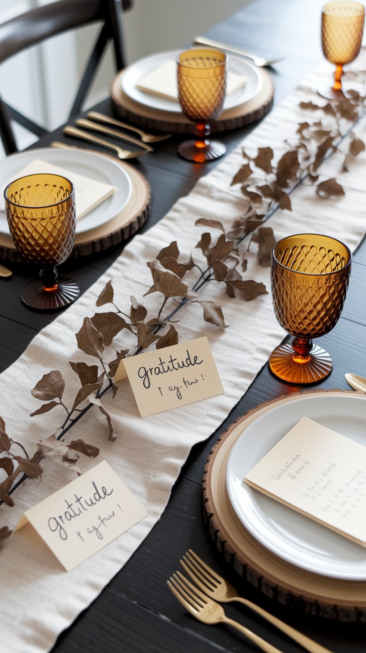 Thanksgiving table setting with warm layers and natural textures for harvest-inspired decor
