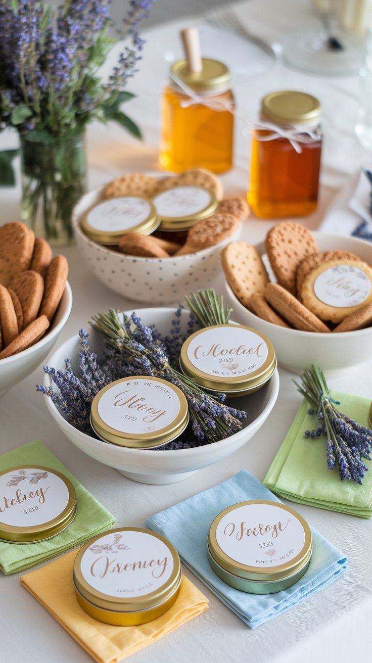 Mini take-home favors doubling as decor and guest gifts for elevated party experience