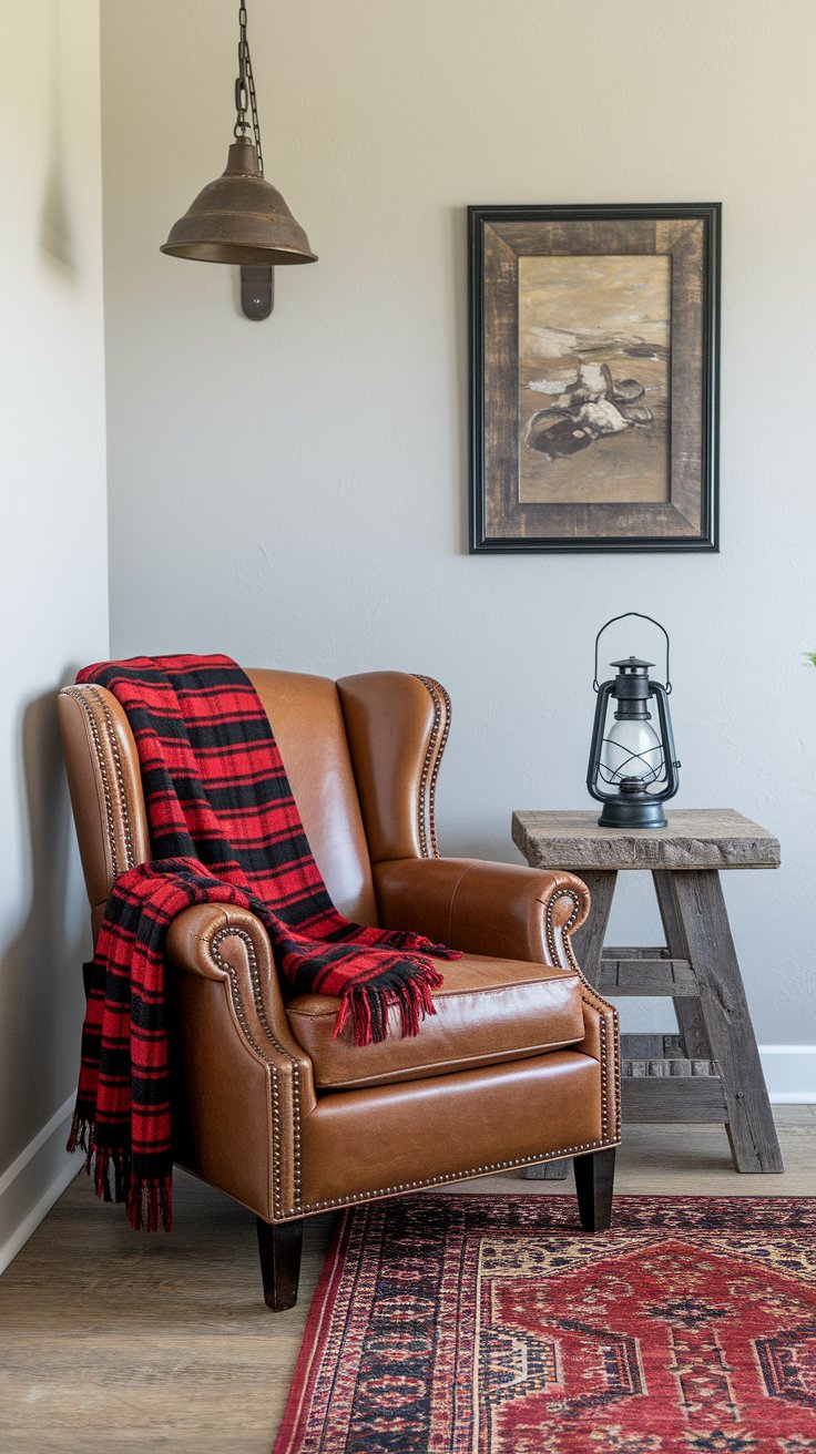 Plaid and flannel textiles creating cozy and rustic charm in fall home decor