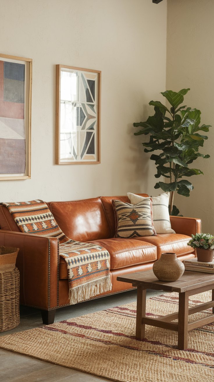 Ethically sourced Navajo throw adding cultural depth to western ranch decor
