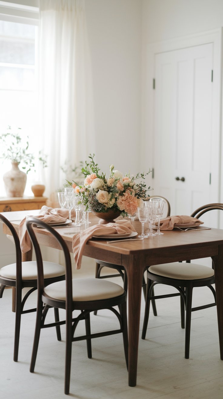 Bare wood table showcasing natural grain and warmth in minimalist dining setup