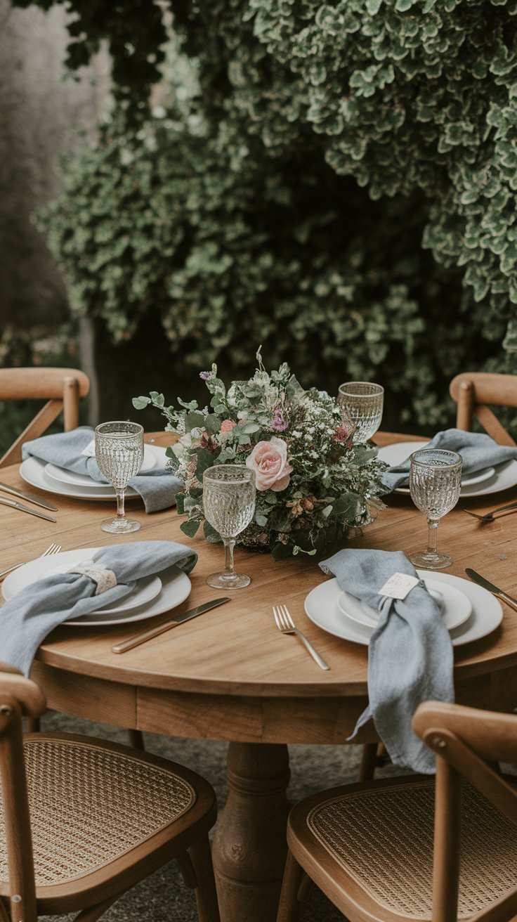 Round table layout enhancing intimacy and connection in minimalist hosting setup
