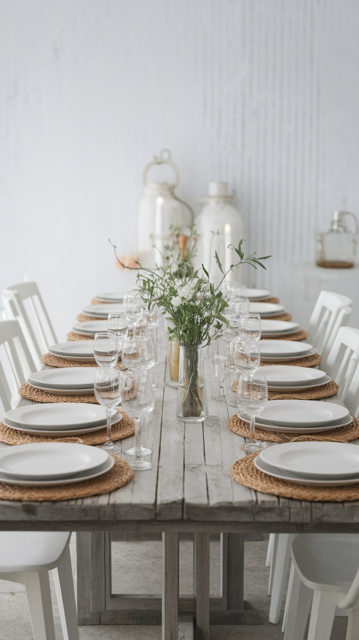 Minimalist table embracing negative space for calm and uncluttered dining experience