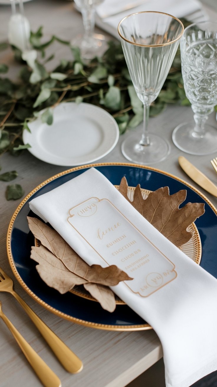 Acrylic place cards and menus adding sleek and airy touch to modern party table