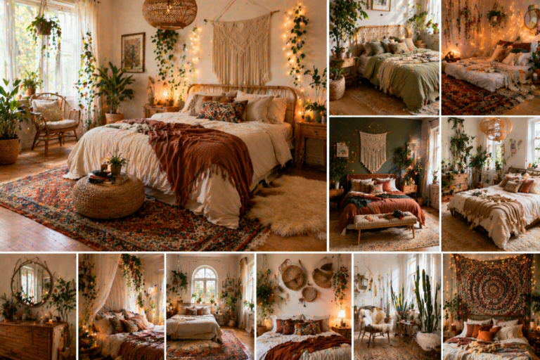 Boho chic bedroom vibes and details